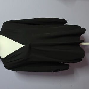 Calvin Klein Black Blouse, V-Neck, Roll Tab Sleeves